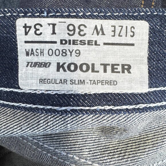 Diesel Jeans Mens 36x34 Turbo Koolter Regular Slim Tapered Raw Button Fly NEW - Picture 10 of 13